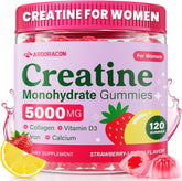 Creatine for Women, Creatine Monohydrate Gummies with Collagen, Vitamin D3 & Calcium for Muscles, Booty & Energy, Flavored Sugar Free