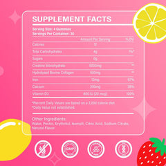 Creatine for Women, Creatine Monohydrate Gummies with Collagen, Vitamin D3 & Calcium for Muscles, Booty & Energy, Flavored Sugar Free