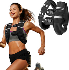 Zikopomi Weighted Vest Woman Man, 6lb/8lb/12lb/16lb/20lb/25lb/30lb Weight Vest with Reflective Stripes for Workout, Strength Training, Running, Fitness, Muscle Building, Weight Loss, Rucking Vest