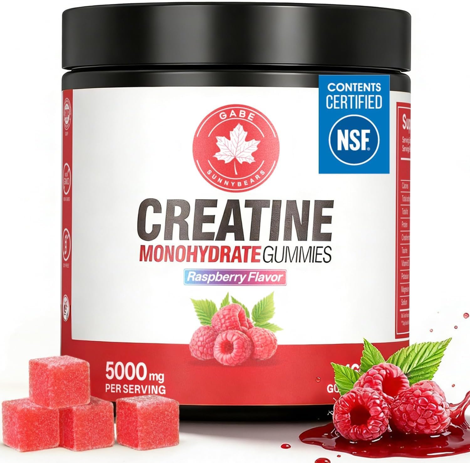 Creatine Gummies, (160 Count) NSFCertified, 5g Creatine Monohydrate per Serving withTaurine & B12, Raspberry Flavor, for Men & Women
